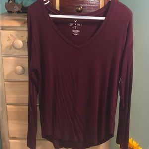 American Eagle Maroon Long Sleeve Tee
